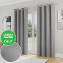 Enhanced Living Nightfall Plain Supersoft Grey Thermal Blockout Eyelet Curtains - Pair