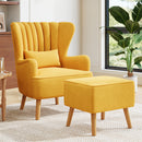 Livingandhome Faux Wool Upholstered Armchair and Footstool