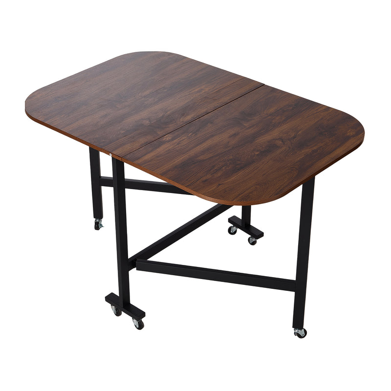 Livingandhome Mobile Drop Leaf Table with Storage Wheels