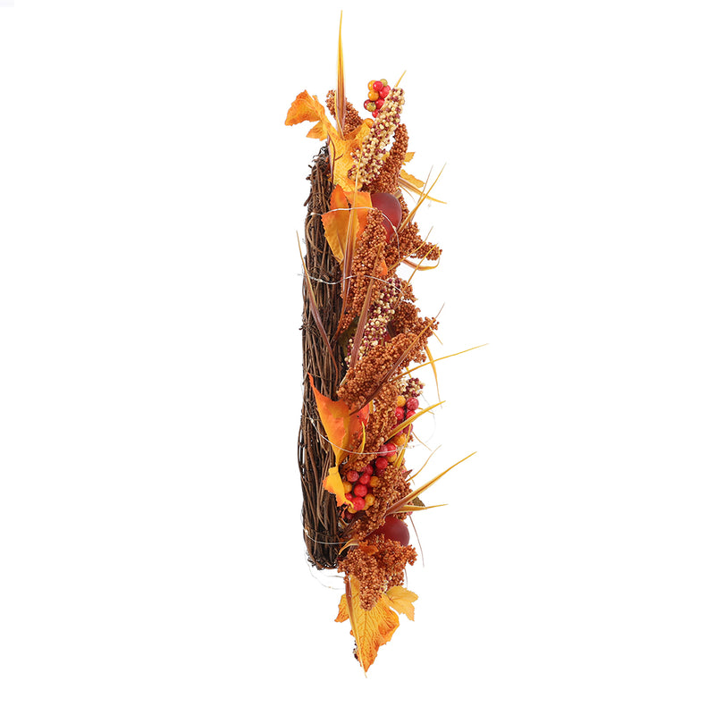 Lighted Artificial Sorghum Fall Wreath