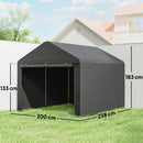 Outsunny 6.6 x 7.8ft Garden Storage Shed Tent Bike Tent, Dark Grey