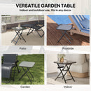 Outsunny Folding Garden Table Square Foldable Table with Safety Buckle Black