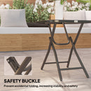 Outsunny Folding Garden Table Square Foldable Table with Safety Buckle Black