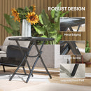 Outsunny Folding Garden Table Square Foldable Table with Safety Buckle Black