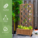 Outsunny Wooden Planter with Trellis, Raised Bed for Garden, Brown