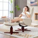 HOMCOM Recliner Armchair with Wood Base, Upholstered Reclining Chair