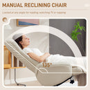 HOMCOM Recliner Armchair with Wood Base, Upholstered Reclining Chair