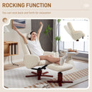 HOMCOM Recliner Armchair with Wood Base, Upholstered Reclining Chair