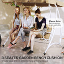 Outsunny 3 Seater Garden Bench Cushion Outdoor Seat Pad W/ Ties Khaki