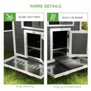 PawHut Chicken Coop With Nesting Box, Openable Top, Pull-Out Tray, Grey