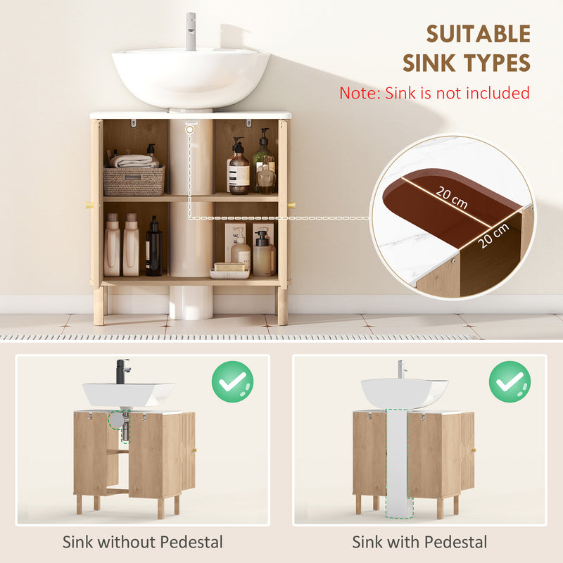 HOMCOM Under Sink Bathroom Cabinet for Basin without or with Pedestal, Oak