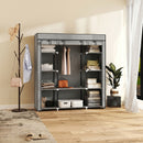 HOMCOM Fabric Wardrobe with 10 Shelves, Foldable Closet Light Grey