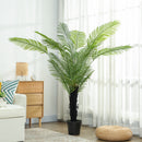 HOMCOM Artificial Areca Palm Tree with PE Leaves and Flocked Soil