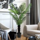 HOMCOM Artificial Areca Palm Tree with PE Leaves and Flocked Soil