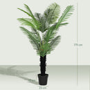 HOMCOM Artificial Areca Palm Tree with PE Leaves and Flocked Soil