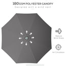 Outsunny Solar Patio Garden Parasol With Lights For Outdoor Grey