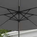 Outsunny Solar Patio Garden Parasol With Lights For Outdoor Grey