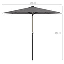 Outsunny Solar Patio Garden Parasol With Lights For Outdoor Grey