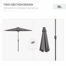 Outsunny Solar Patio Garden Parasol With Lights For Outdoor Grey