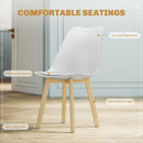 HOMCOM Dining Table Set with 4 PU Padded Chairs, Solid Wood Legs, White