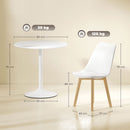 HOMCOM Dining Table Set with 4 PU Padded Chairs, Solid Wood Legs, White