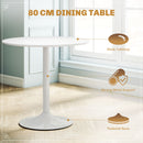 HOMCOM Dining Table Set with 4 PU Padded Chairs, Solid Wood Legs, White