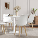 HOMCOM Dining Table Set with 4 PU Padded Chairs, Solid Wood Legs, White