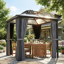 Outsunny 2.5x2.5 m Hardtop Gazebo Canopy w/ Drainage Gutters, Garden Gazebo