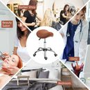 HOMCOM PU Leather Saddle Stool W/ Moulded Padded Seat Adjustable Height Pink