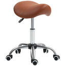 HOMCOM PU Leather Saddle Stool W/ Moulded Padded Seat Adjustable Height Pink