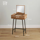 HOMCOM Industrial Vanity Desk with Mirror and Steel Legs Natural Wood Effect