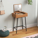 HOMCOM Industrial Vanity Desk with Mirror and Steel Legs Natural Wood Effect
