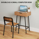 HOMCOM Industrial Vanity Desk with Mirror and Steel Legs Natural Wood Effect