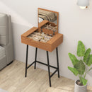HOMCOM Industrial Vanity Desk with Mirror and Steel Legs Natural Wood Effect