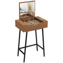 HOMCOM Industrial Vanity Desk with Mirror and Steel Legs Natural Wood Effect