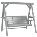 Outsunny 3 Seater Wooden Garden Swing Chair with Side Tables, Dark Grey