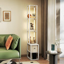 HOMCOM Floor Lamp with Shelves, LED Standing Lamp with Fabric Drawer