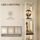 HOMCOM Floor Lamp with Shelves, LED Standing Lamp with Fabric Drawer