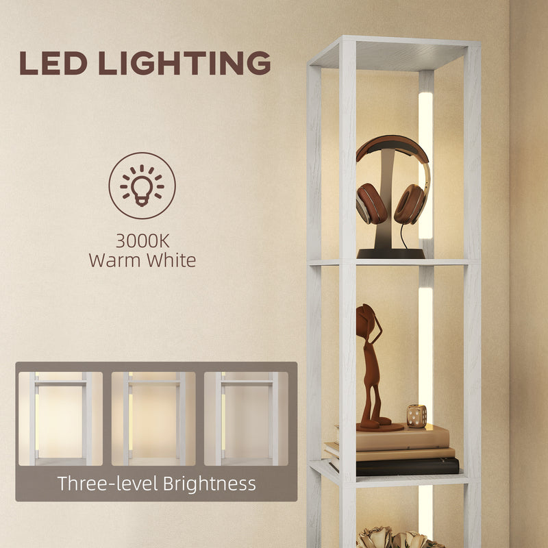 HOMCOM Floor Lamp with Shelves, LED Standing Lamp with Fabric Drawer