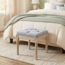 HOMCOM Vintage Foot Stool with Wood Legs, Light Grey