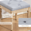 HOMCOM Vintage Foot Stool with Wood Legs, Light Grey