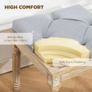 HOMCOM Vintage Foot Stool with Wood Legs, Light Grey