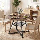 HOMCOM Round Dining Table For 4, 100 Cm Kitchen Table W/ Shelf, Rustic Brown