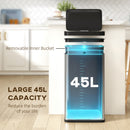 HOMCOM 45L Sensor Bin, Stainless Steel Kitchen Bin with Automatic Close