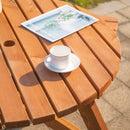 Outsunny Garden Round Table W/3 Attached Benches-Fir Wood