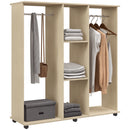 HOMCOM Mobile Double Open Wardrobe w/ Clothes Hanging Rail Colthing Natural