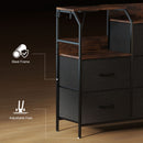 HOMCOM Fabric Chest Of Drawers W/ Charging Station For Bedroom Rustic Brown