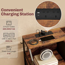 HOMCOM Fabric Chest Of Drawers W/ Charging Station For Bedroom Rustic Brown