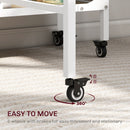 HOMCOM Natural Mobile Drop Leaf Dining Table On Wheels With Storage Shelf