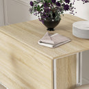 HOMCOM Natural Mobile Drop Leaf Dining Table On Wheels With Storage Shelf